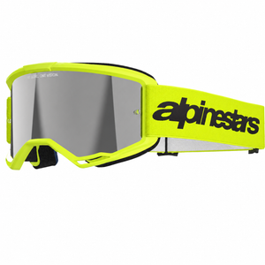 Alpinestars Vision 3 Adult MX Goggles - Wordmark Yellow Fluoro - Mirror Silver Lens