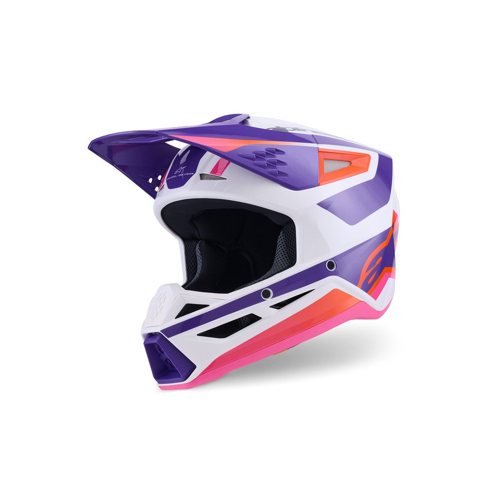 Alpinestars S-M3 Adult MX Helmet - Heat White Purple Pink Gloss