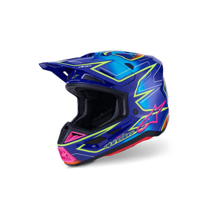 Alpinestars S-M7 Adult MX Helmet - Cast Blue Pink Yellow Fluoro Gloss