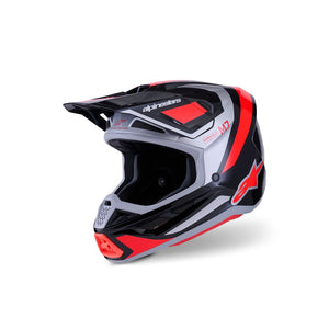 Alpinestars S-M7 Adult MX Helmet - Rise Black Silver Red Fluoro Gloss