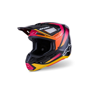Alpinestars S-M7 Adult MX Helmet - Rise Black Yellow Fluoro Pink Gloss