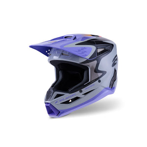 Alpinestars SM3 Youth MX Helmet - Jettson Gray Purple Black Gloss