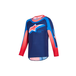 Alpinestars Supertech Youth MX Jersey - Vista Dark Navy Hot Coral Cobalt