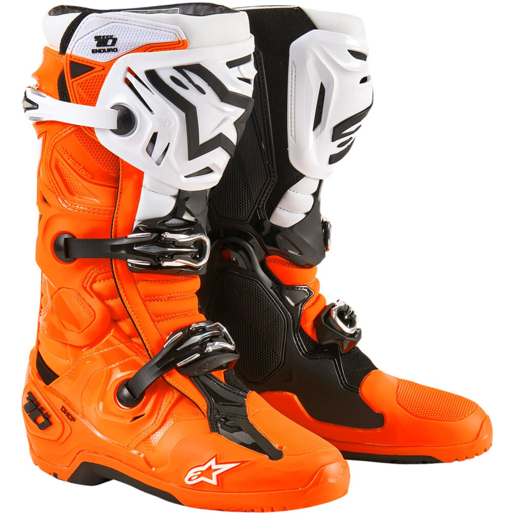 Alpinestars Tech-10 Adult Enduro Boots - Orange Fluoro / Black / White