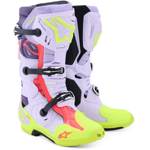 Alpinestars Tech-10 Supervented Adult MX Boots - Purple Yellow Diva Pink