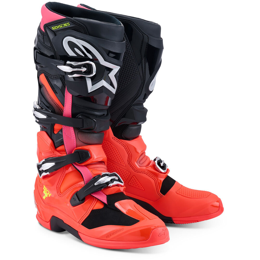 Alpinestars Tech-7 Adult MX Boots - Black Flo Red Pink