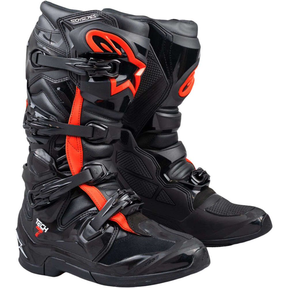 Alpinestars Tech-7 Adult MX Boots - Black Red Fluro