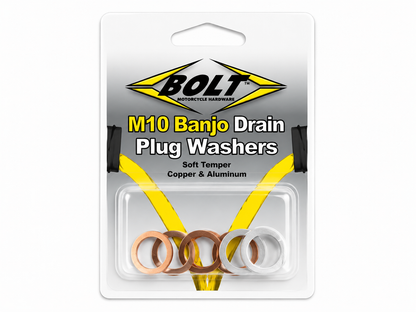 Bolt 10mm Banjo / Drain Plug Copper / Aluminum Washer Kit - 10 Pack