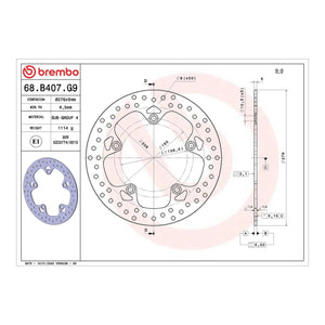 Brembo Prime Serie Oro Rear Brake Disc 68B407G9