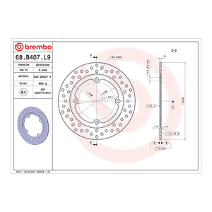 Brembo Prime Serie Oro Rear Brake Disc 68B407L9