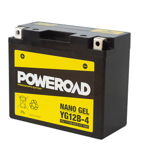 Poweroad YG12B-4 Nano Gel Motorcycle Battery - 125cca
