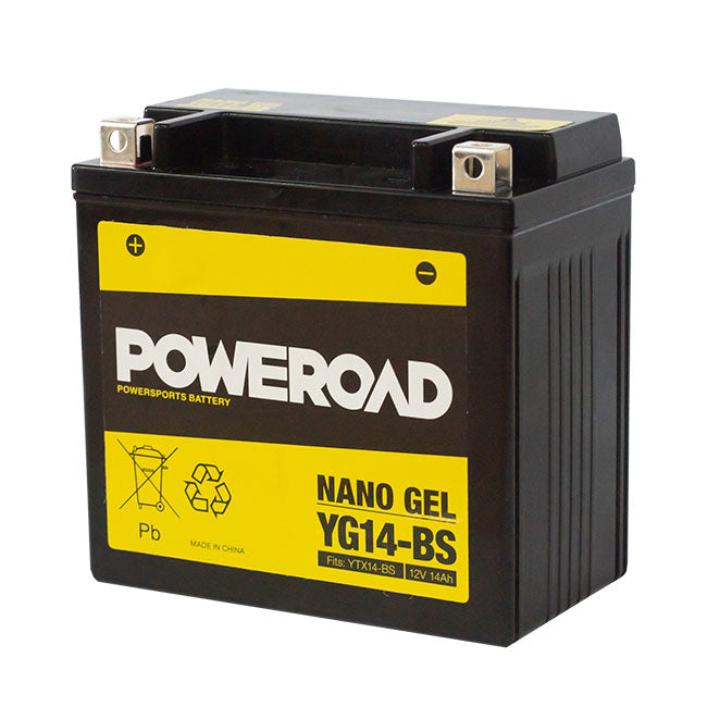 Poweroad YG14-BS Nano Gel Motorcycle Battery - 205cca