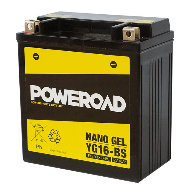 Poweroad YG16-BS Nano Gel Motorcycle Battery - 220cca