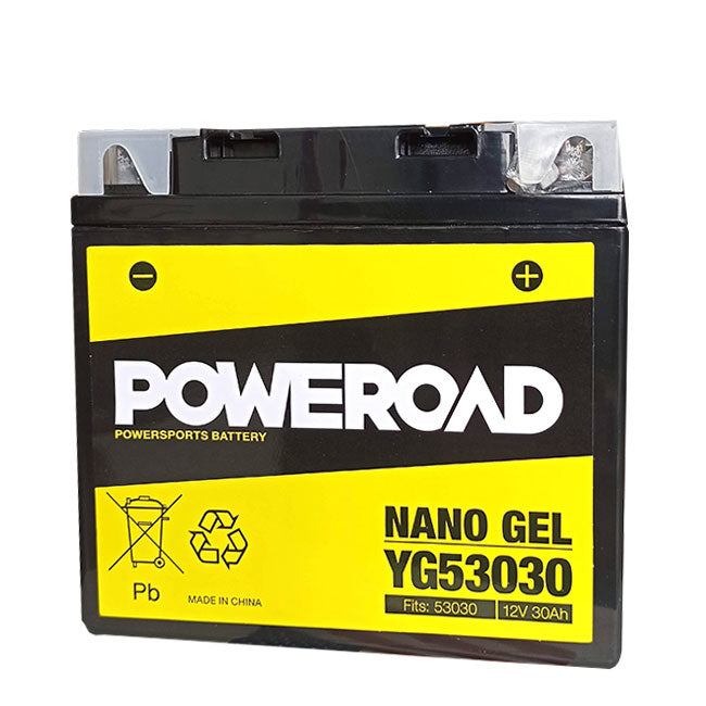 Poweroad YG53030 Nano Gel Motorcycle Battery - 335cca