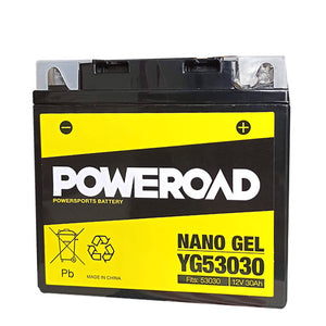 Poweroad YG53030 Nano Gel Motorcycle Battery - 335cca