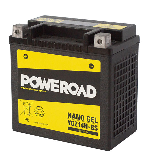 Poweroad YGZ14H-BS Nano Gel Motorcycle Battery - 220cca