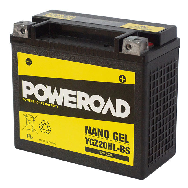 Poweroad YGZ20HL-BS Nano Gel Motorcycle Battery - 290cca