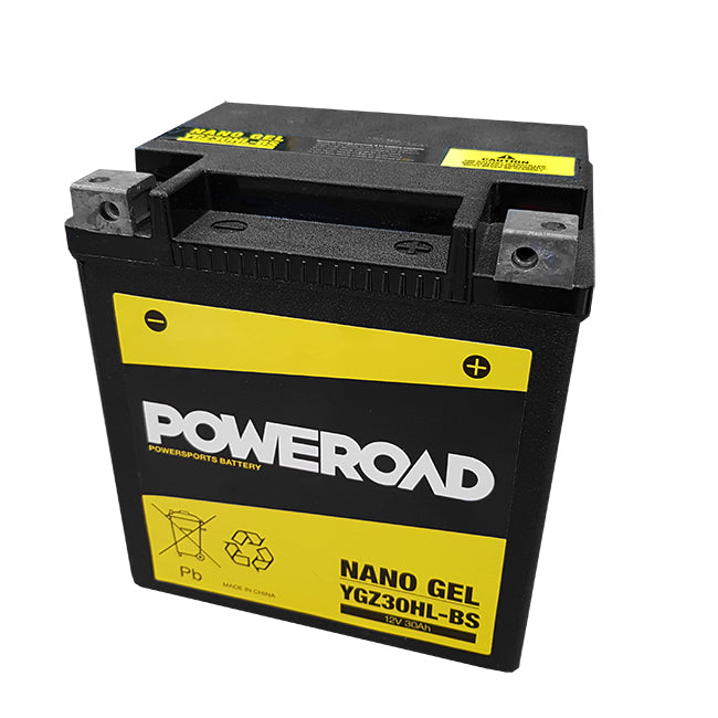 Poweroad YGZ30HL-BS Nano Gel Motorcycle Battery - 400cca