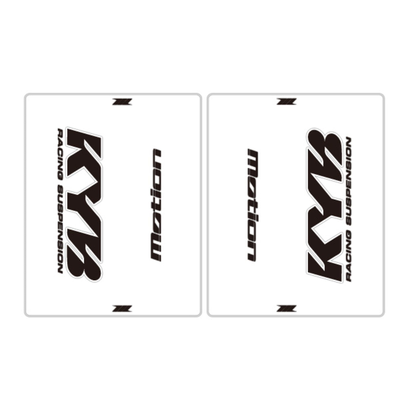 DRC Motion Front Fork Outer Decals - KYB14 (Clear / Black / White)