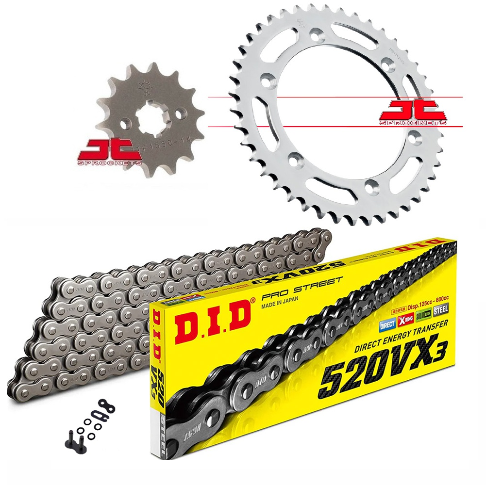 JT & DID Chain Sprocket Kit - Suzuki SFV650 SV650 - 520VX3 15/46T