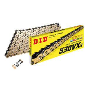 DID 530VX3 Pro Street X-Ring Gold Chain - 530 x 110 Link - Rivet Link