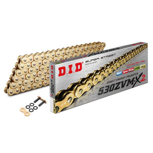 DID 530ZVM-X2 Super Street Gold X-Ring Chain - 530 x 120 Link - Rivet Link