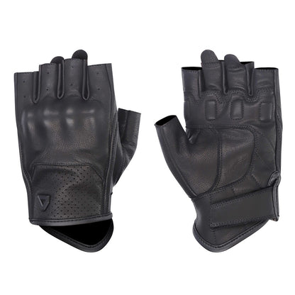 Dririder Legacy Fingerless Leather Motorcycle Gloves - Black