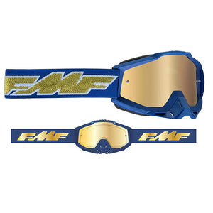 FMF Powerbomb Adult MX Goggles - Rocket Deep Navy / Gold-Mirror - Gold Lens