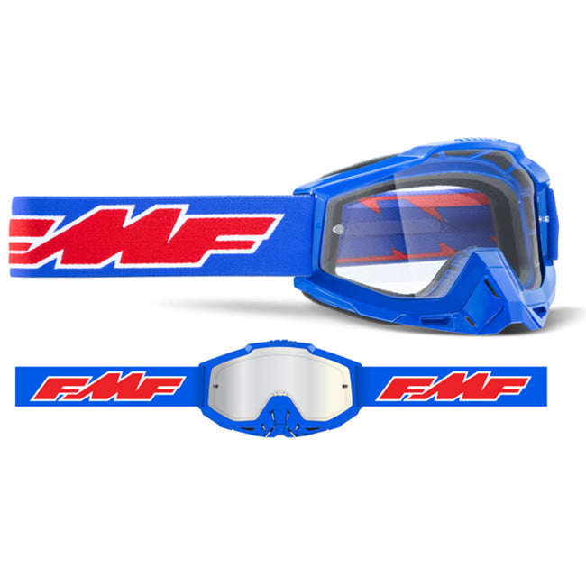 FMF Powerbomb Adult MX Goggles - Rocket Blue - Clear Lens