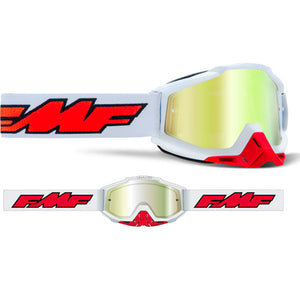 FMF Powerbomb Adult MX Goggles - Rocket White - True Gold Lens