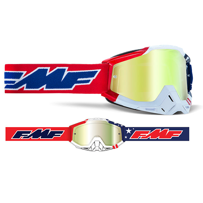 FMF Powerbomb Adult MX Goggles - US of A - True Gold Lens