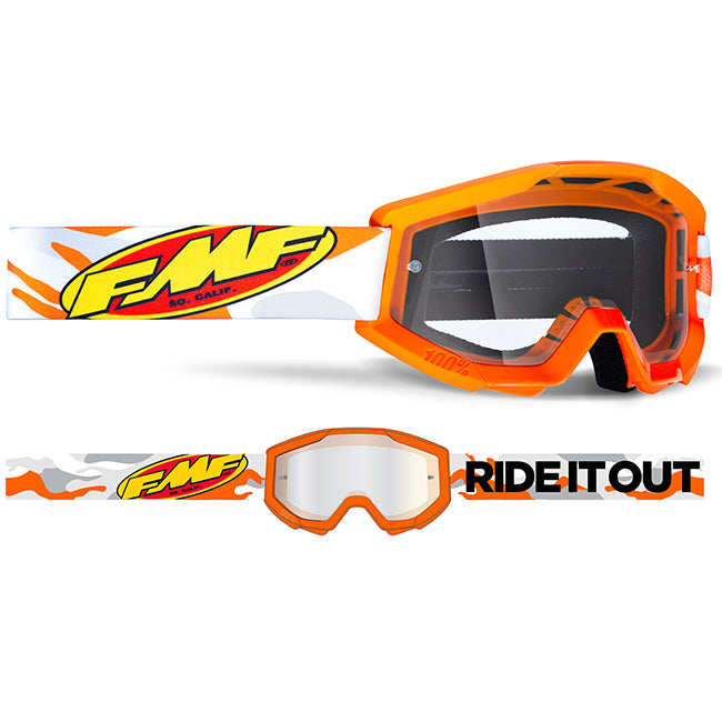 FMF Powercore Adult MX Goggles - Assault Grey - Clear Lens