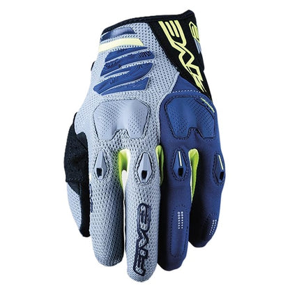 Five E2 Enduro Gloves - Grey / Navy / Fluro Yellow