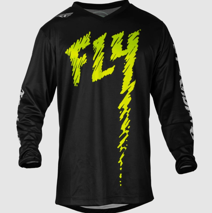 Fly Youth Large F16 MX Jersey - Black / Green / Grey