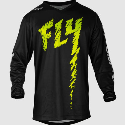 Fly Youth Large F16 MX Jersey - Black / Green / Grey