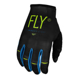 Fly Racing 2024 Youth Kinetic Gloves - Charcoal / Neon Green / True Blue