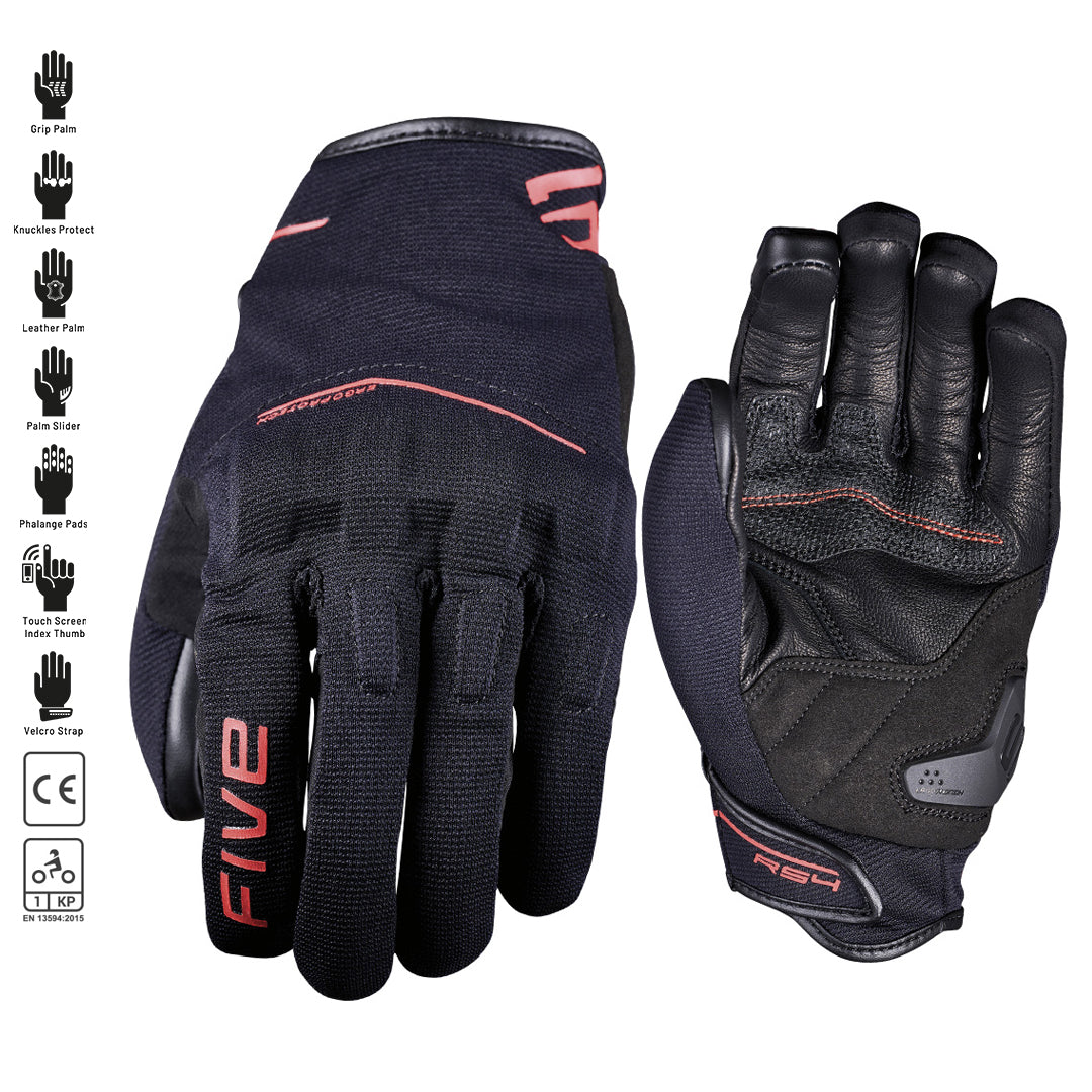 Five RS4 Evo Gloves - Black / Fluro Red