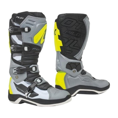 Forma Pilot Adult MX Boots - Grey / White / Yellow