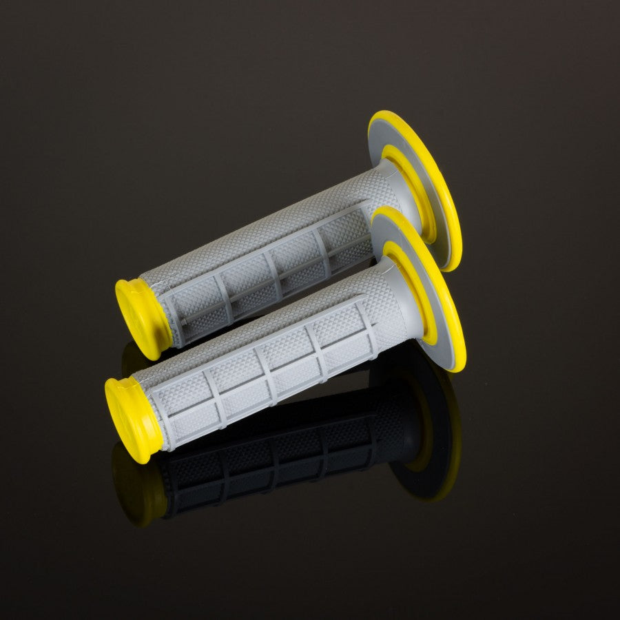 Renthal 1/2 Waffle Dual Compound Grips - Grey / Yellow