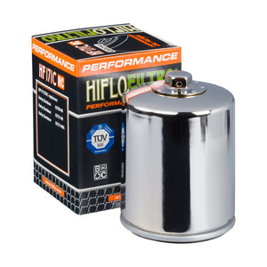 Hiflo HF171RC Performance Chome Oil Filter - Harley Davidson Buell