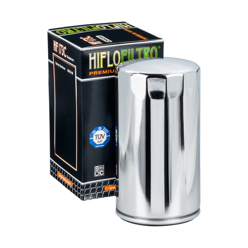Hiflo HF173 Premium Chrome Oil Filter - Harley Davidson