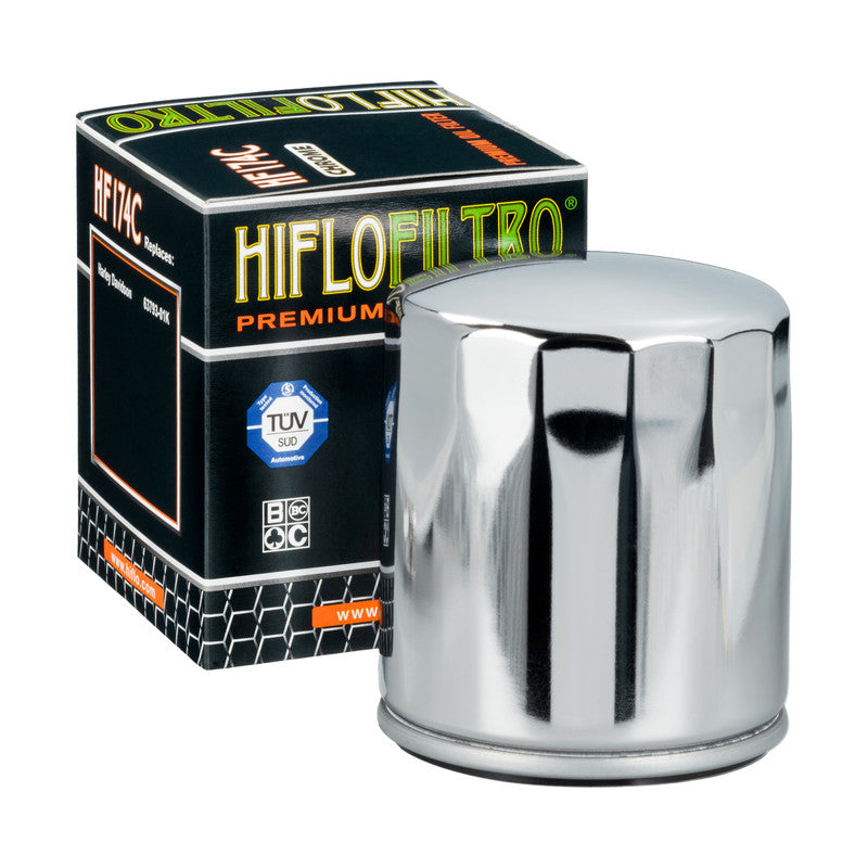 Hiflo HF174B Premium Chrome Oil Filter - Harley Davidson