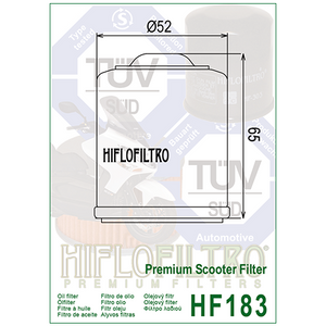 Hiflo HF183 Premium Oil Filter - Aprilia Piaggio Vespa