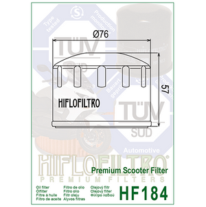 Hiflo HF184 Premium Oil Filter - Aprilia Piaggio Peugeot