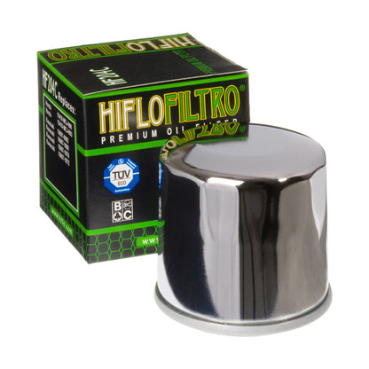 Hiflo HF204 Premium Chrome Oil Filter - Suzuki Yamaha Triumph Kawasaki Indian Honda