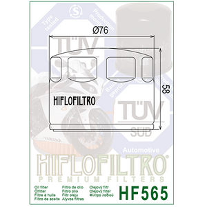 Hiflo HF565 Premium Oil Filter - Aprilia Moto Guzzi