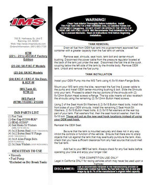 IMS Oversized Fuel Tank - 10.6 Litre - KTM 125 to 500 - Natural