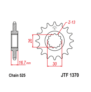 JT Steel Front Sprockets Front - JTF1370.14 - 525P - 14T