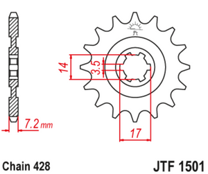 JT Steel Front Sprocket - JTF1501.14 - 428P - 14T