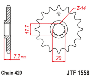 JT Steel Front Sprocket - JTF1558.14 - 420P - 14T